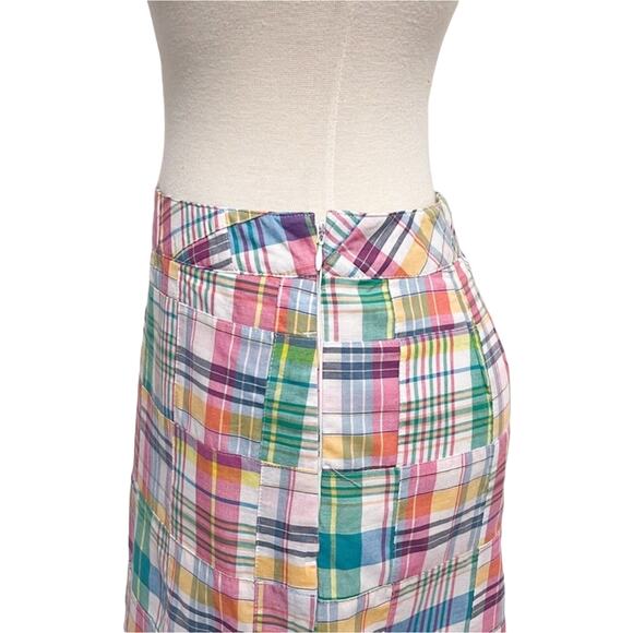 Talbots Madras Patchwork Plaid Side Zipper Lined Tie Accent Skirt 6 petite - Picture 4 of 10